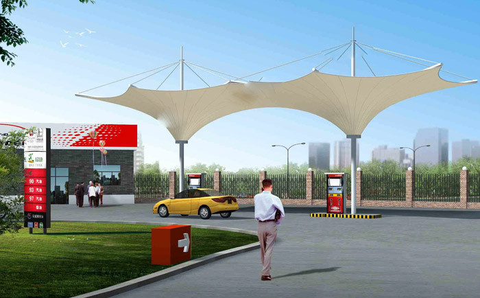 定制版加油站張拉膜結構效果圖