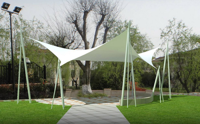 一處簡約美的景觀張拉膜結構