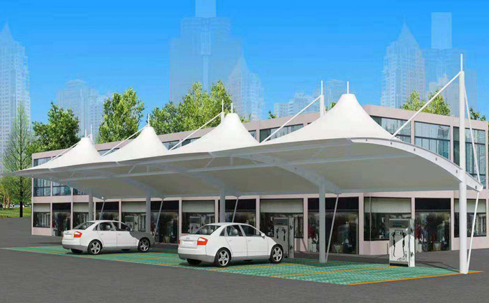 充電樁張拉膜結構實景效果圖