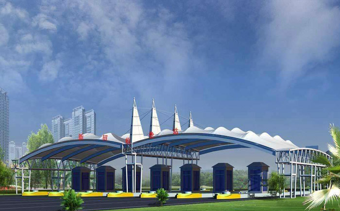 新田收費站張拉膜結構設計的效果圖