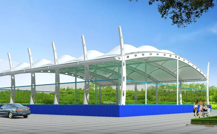 停車場入口的一處膜結(jié)構(gòu)工程