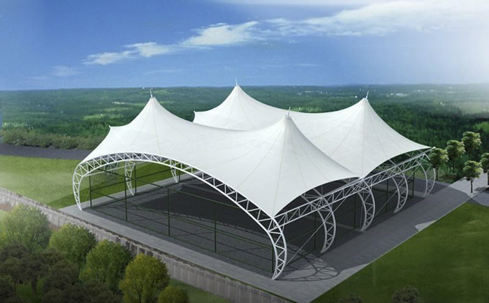 大跨度的一處體育場頂棚張拉膜膜結構工程