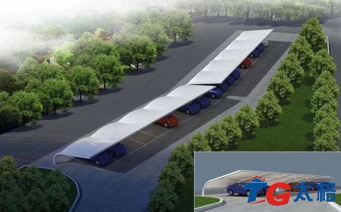 東莞中糧公司膜結構停車棚設計效果圖