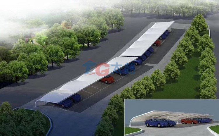 膜結構電動汽車棚效果圖