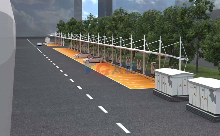膜結構電動車棚效果圖