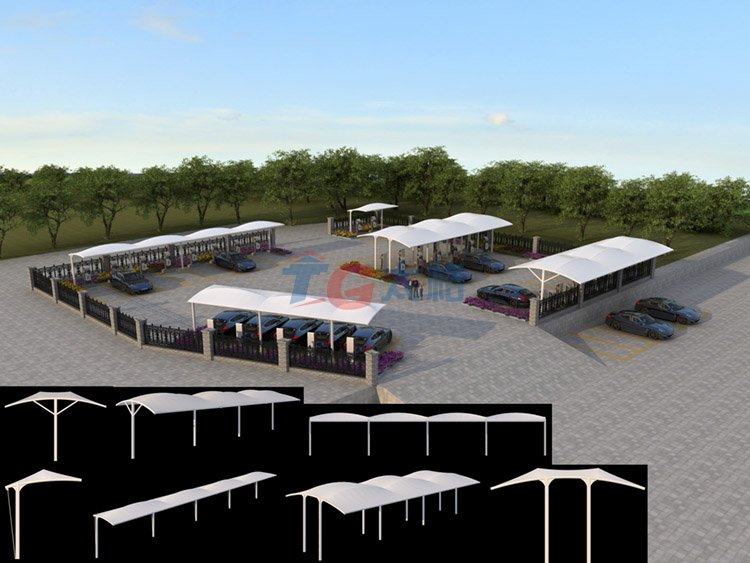 場站式膜結構電動汽車棚效果圖