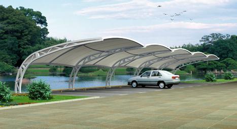 一處7字型膜結構停車棚