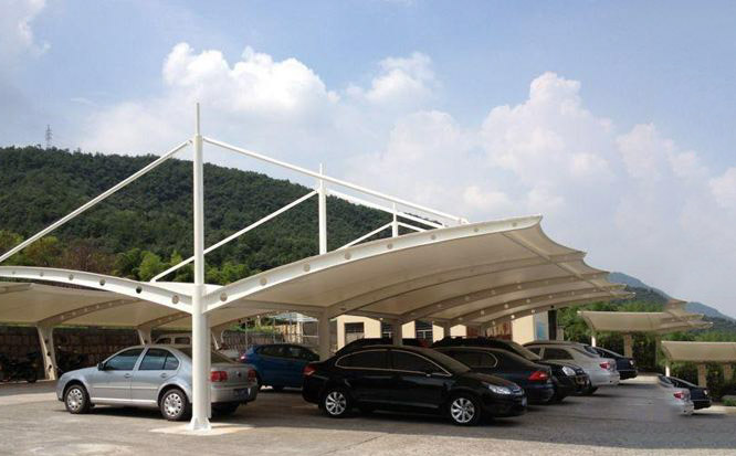 雙側7字造型膜結構車棚