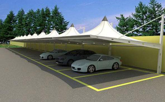 仿蒙古包穹頂造型的膜結構車棚