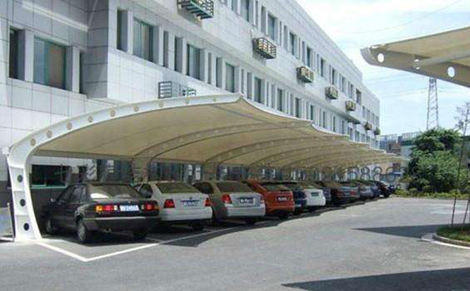 單側7字造型膜結構車棚