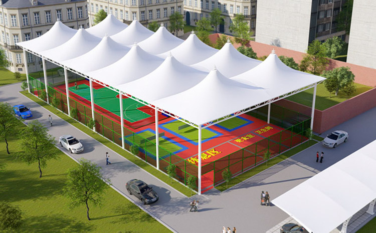 膜結構看臺 白色棚頂的體育場膜結構看臺